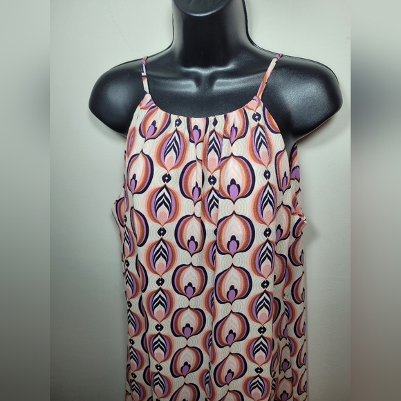 Maison Tara Peacock Geometric Abstract Maxi Dress sz 10 - Picture 2 of 10